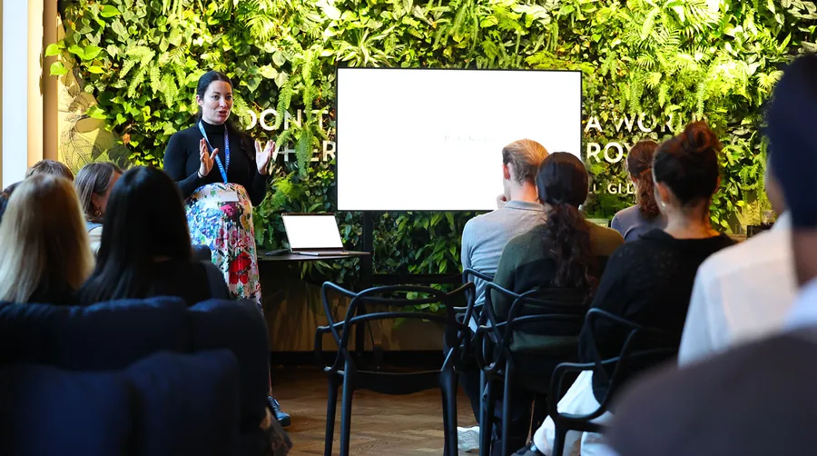 Talk in front of participants at the Lavazza Rainbow Studio hackathon